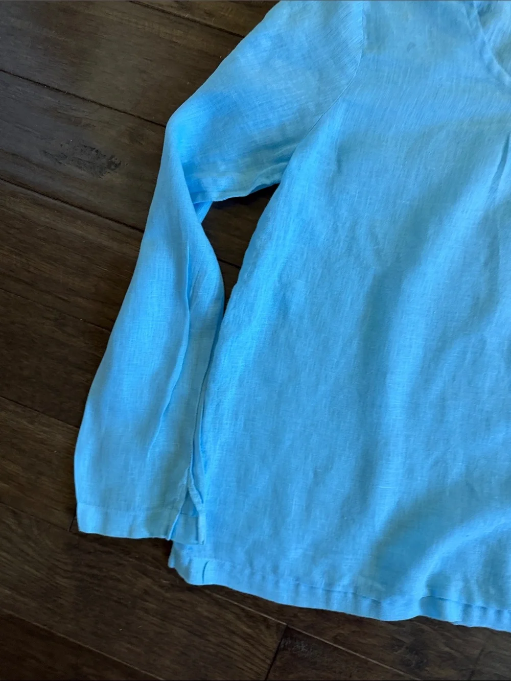 CP Shades Sky Blue Long-Sleeve Linen Tunic